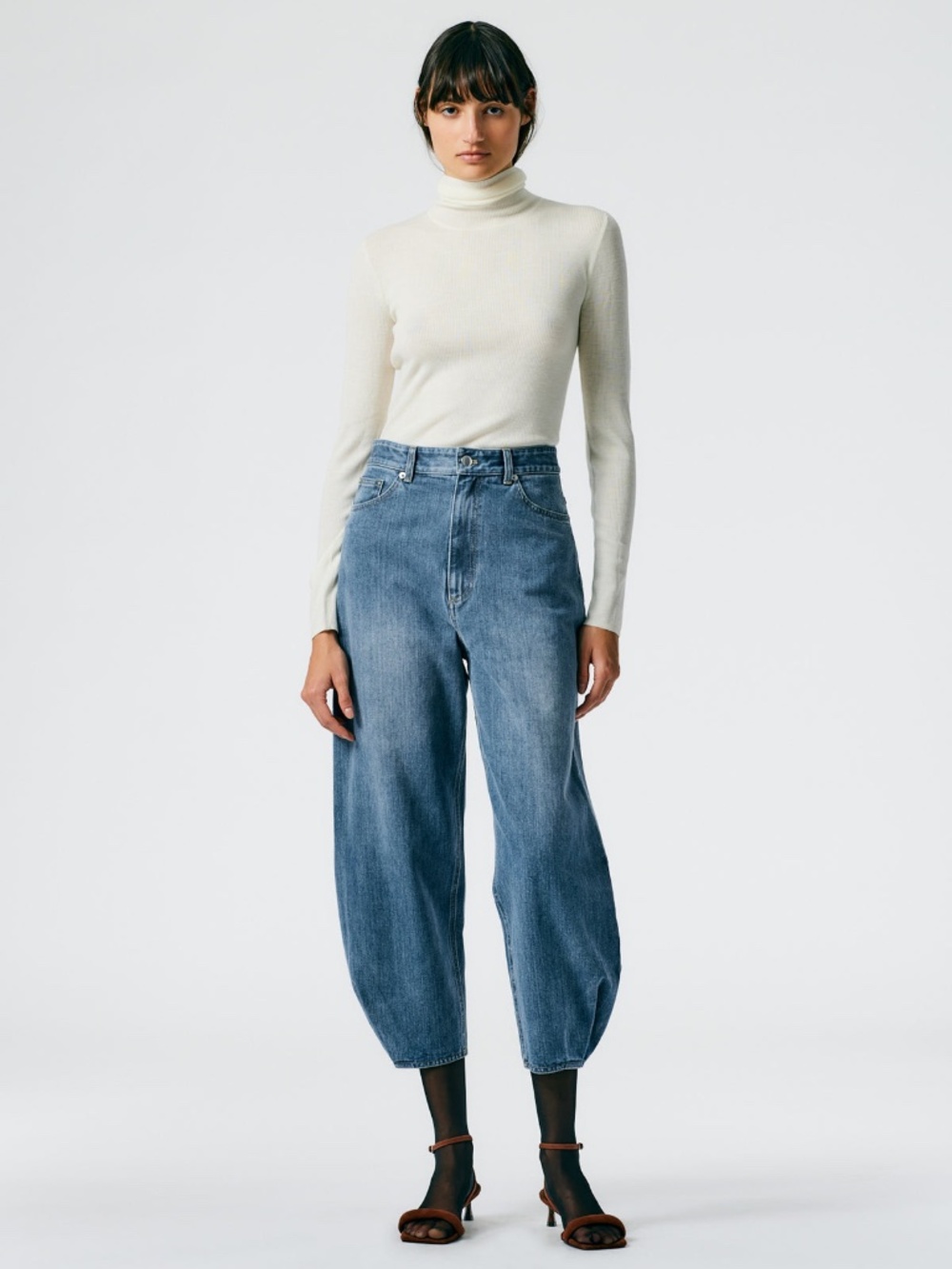 Tibi Classic Wash Denim High Waisted Quinn Jeans